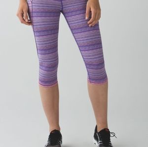 Lululemon Run: Top Speed CropSpace Dye Twist Iris Flower Pink Shell Leggings